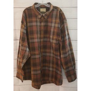 Cabela's Men's 4XL Tall Brown Plaid Cotton Long Sleeve Button Down Shirt
